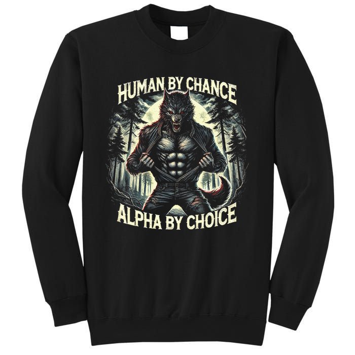 Funny Graphic Human By Chance Alpha By Choice Alpha Wolf Sweatshirt