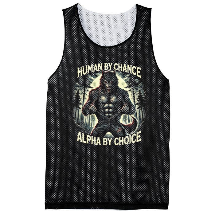 Funny Graphic Human By Chance Alpha By Choice Alpha Wolf Mesh Reversible Basketball Jersey Tank