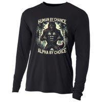 Funny Graphic Human By Chance Alpha By Choice Alpha Wolf Cooling Performance Long Sleeve Crew