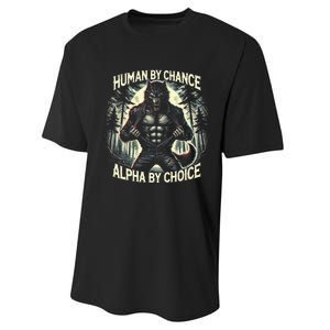 Funny Graphic Human By Chance Alpha By Choice Alpha Wolf Performance Sprint T-Shirt