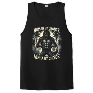 Funny Graphic Human By Chance Alpha By Choice Alpha Wolf PosiCharge Competitor Tank