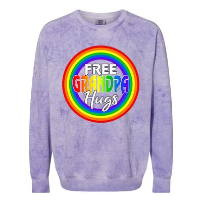 Free Grandpa Hugs Lgbt Pride Month Fathers Colorblast Crewneck Sweatshirt