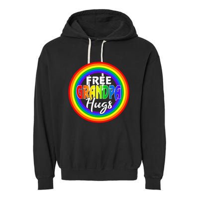 Free Grandpa Hugs Lgbt Pride Month Fathers Garment-Dyed Fleece Hoodie