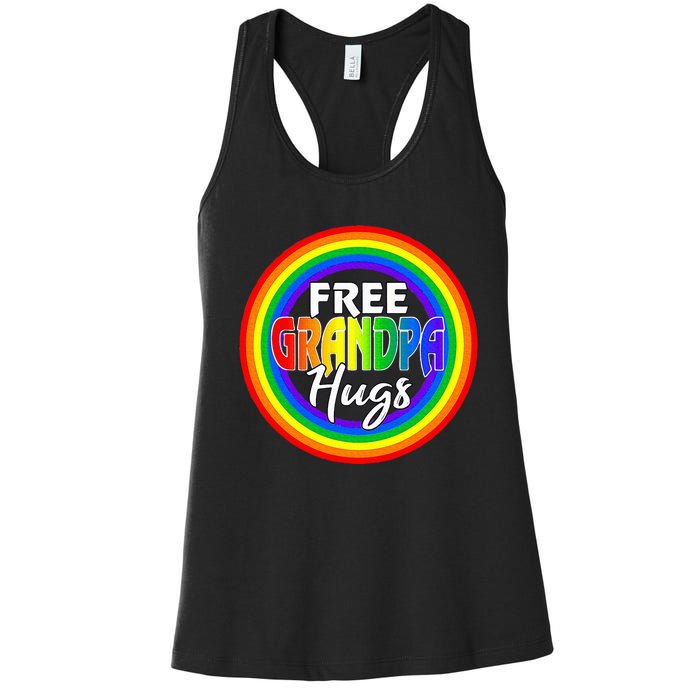 Free Grandpa Hugs Lgbt Pride Month Fathers Women's Racerback Tank