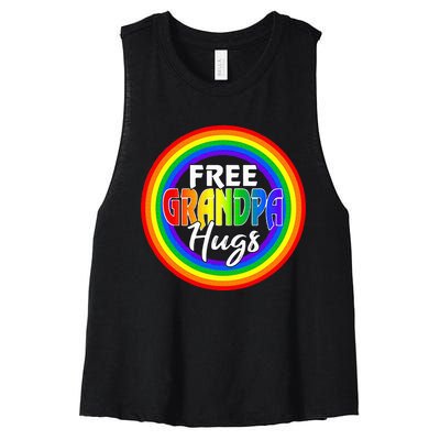 Free Grandpa Hugs Lgbt Pride Month Fathers Women's Racerback Cropped Tank