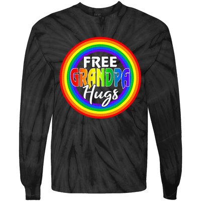 Free Grandpa Hugs Lgbt Pride Month Fathers Tie-Dye Long Sleeve Shirt