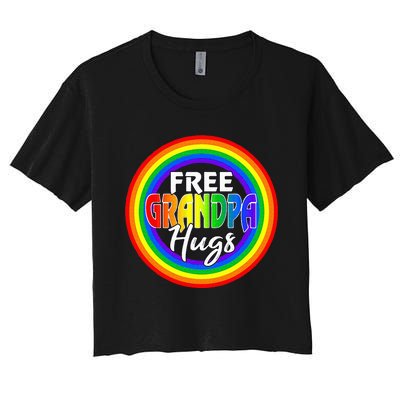 Free Grandpa Hugs Lgbt Pride Month Fathers Women's Crop Top Tee