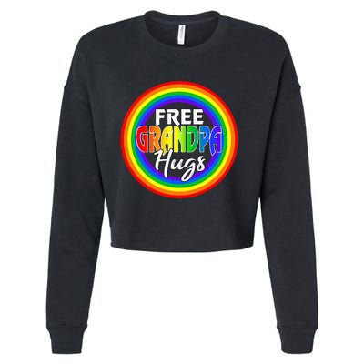 Free Grandpa Hugs Lgbt Pride Month Fathers Cropped Pullover Crew