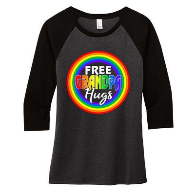 Free Grandpa Hugs Lgbt Pride Month Fathers Women's Tri-Blend 3/4-Sleeve Raglan Shirt