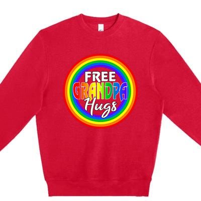 Free Grandpa Hugs Lgbt Pride Month Fathers Premium Crewneck Sweatshirt