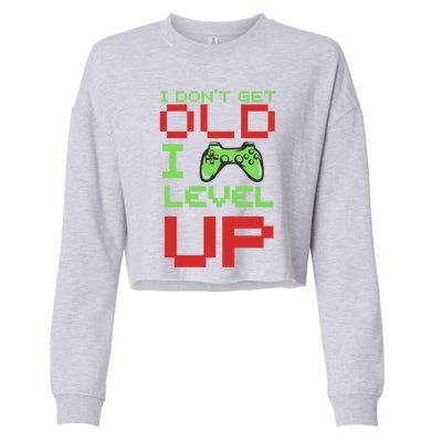 Funny Gamer I Dont Get Old I Level Up Gamer Joke Birthday Gift Cropped Pullover Crew