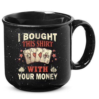 Funny Gambling I Poker Card Player Gaming Icon Tee 15oz Campfire Ceramic Mug