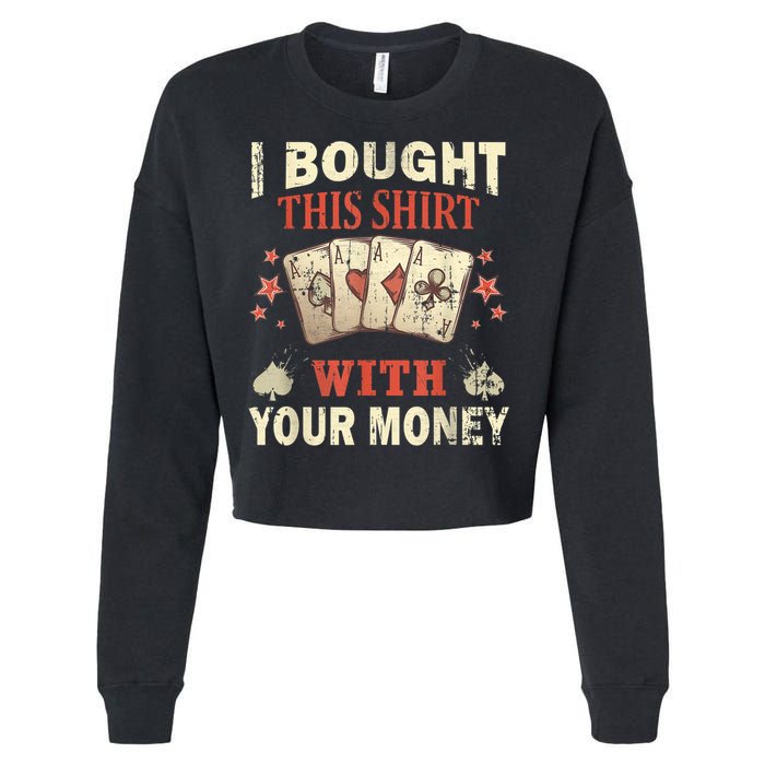 Funny Gambling I Poker Card Player Gaming Icon Tee Cropped Pullover Crew