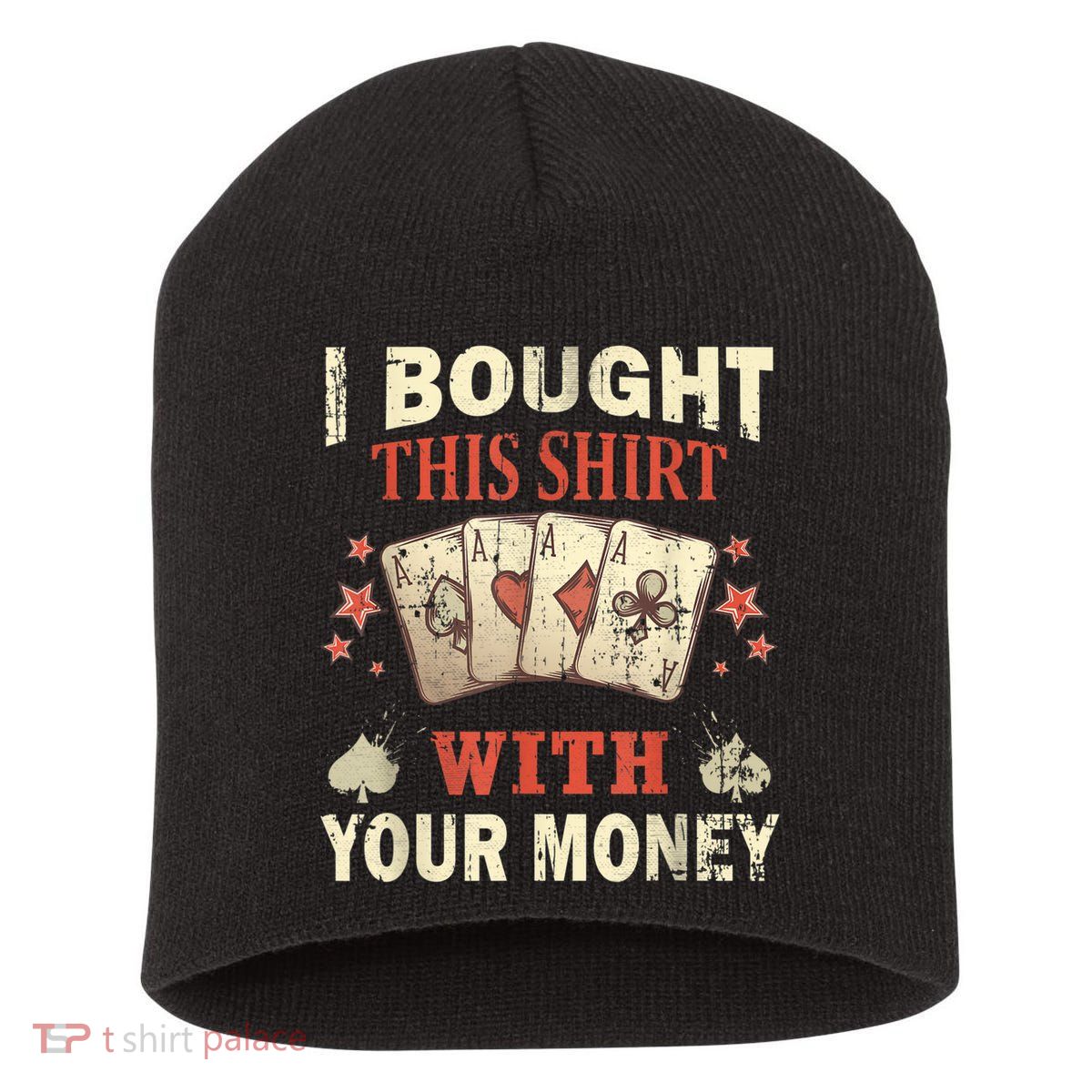 Funny Gambling I Poker Card Player Gaming Icon Tee Short Acrylic Beanie