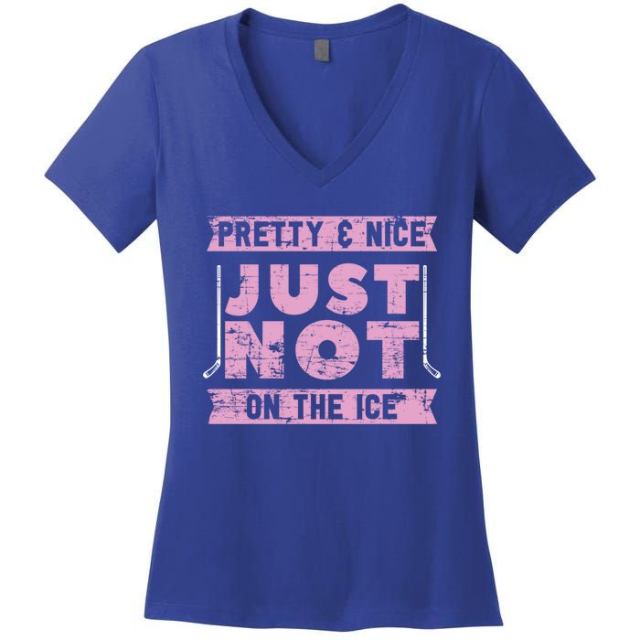 Funny Goalie Ice Hockey Player Ice Hockey Gift Women's V-Neck T-Shirt