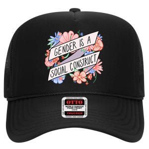 Floral Gender Is A Social Construct High Crown Mesh Back Trucker Hat