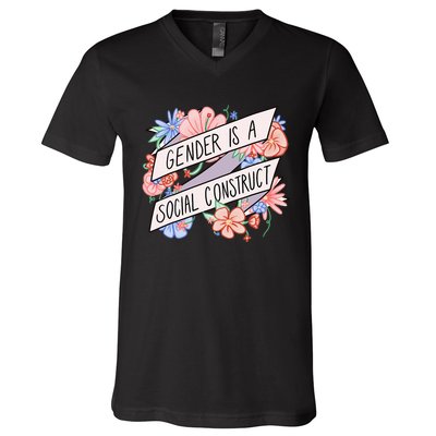 Floral Gender Is A Social Construct V-Neck T-Shirt