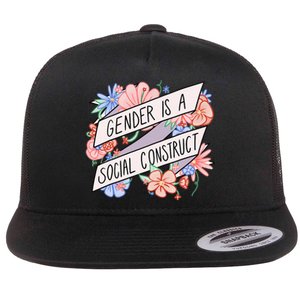 Floral Gender Is A Social Construct Flat Bill Trucker Hat