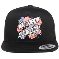 Floral Gender Is A Social Construct Flat Bill Trucker Hat