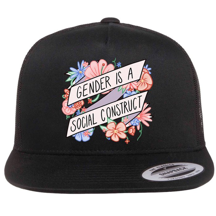 Floral Gender Is A Social Construct Flat Bill Trucker Hat