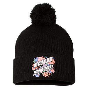 Floral Gender Is A Social Construct Pom Pom 12in Knit Beanie