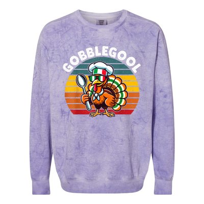 Funny Gobblegool Italian Gobble Turkey Day Fall Thanksgiving Colorblast Crewneck Sweatshirt