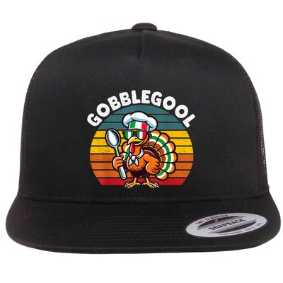 Funny Gobblegool Italian Gobble Turkey Day Fall Thanksgiving Flat Bill Trucker Hat