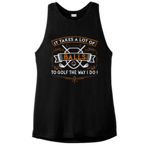 Funny Golf It Takes Balls Xmas Gift Idea For Golfers Gift Ladies PosiCharge Tri-Blend Wicking Tank