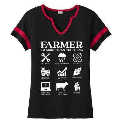 Farmer Gift Idea Farming Agriculture Patriotic Farmer Ladies Halftime Notch Neck Tee