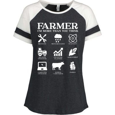 Farmer Gift Idea Farming Agriculture Patriotic Farmer Enza Ladies Jersey Colorblock Tee