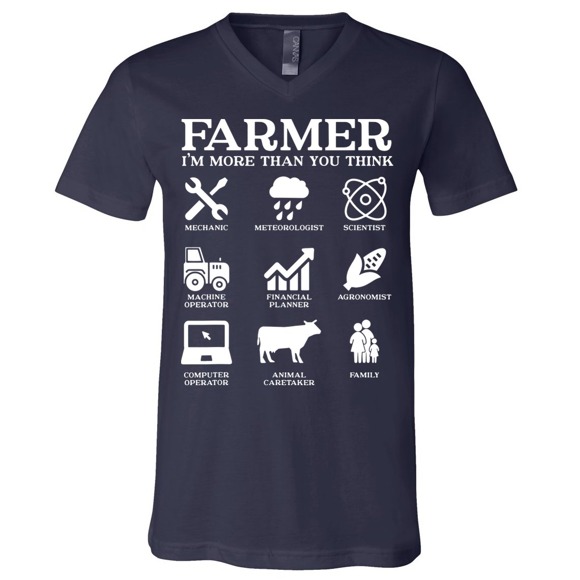 Farmer Gift Idea Farming Agriculture Patriotic Farmer V-Neck T-Shirt