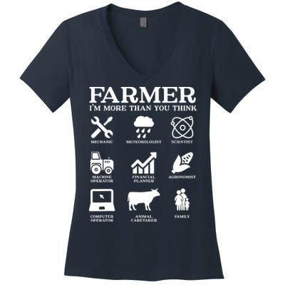 Farmer Gift Idea Farming Agriculture Patriotic Farmer Women's V-Neck T-Shirt