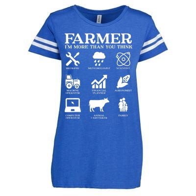 Farmer Gift Idea Farming Agriculture Patriotic Farmer Enza Ladies Jersey Football T-Shirt