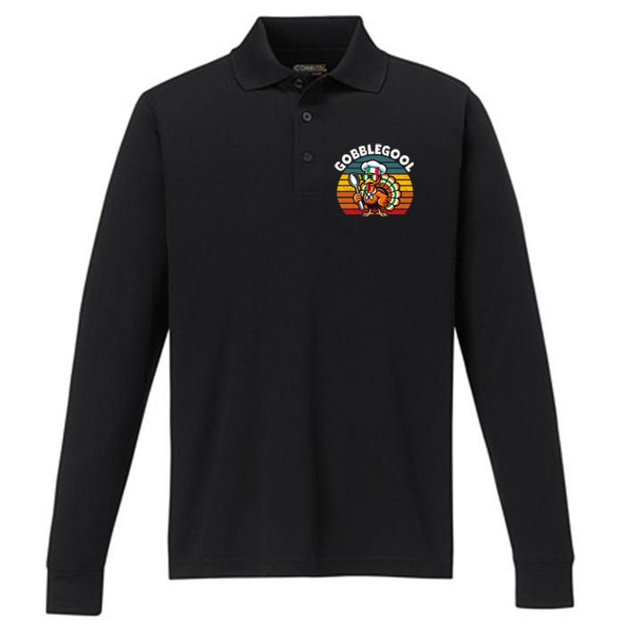 Funny Gobblegool Italian Gobble Turkey Day Fall Thanksgiving Performance Long Sleeve Polo