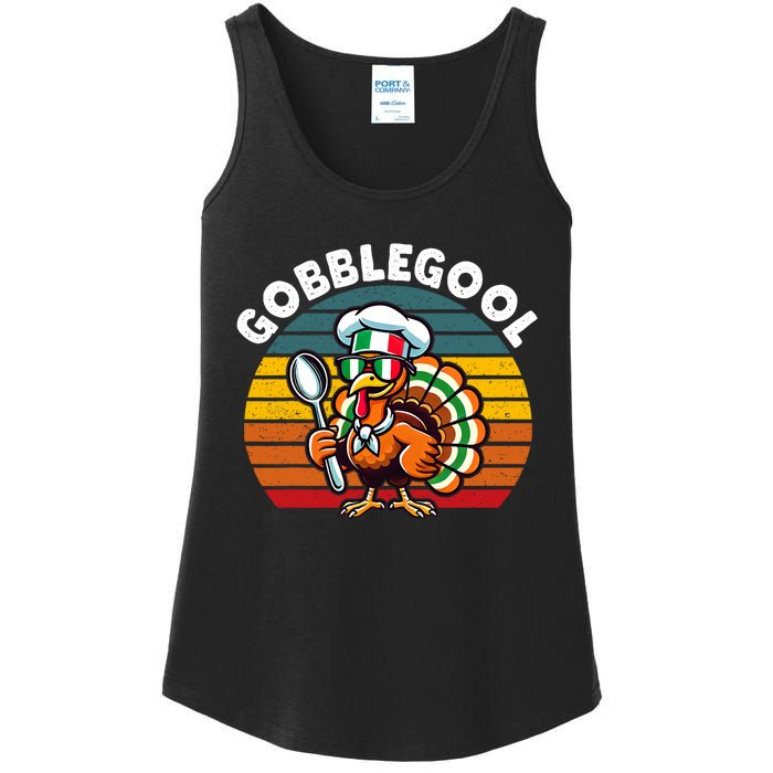 Funny Gobblegool Italian Gobble Turkey Day Fall Thanksgiving Ladies Essential Tank