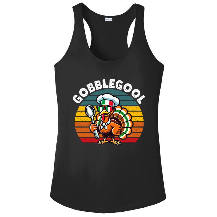 Funny Gobblegool Italian Gobble Turkey Day Fall Thanksgiving Ladies PosiCharge Competitor Racerback Tank