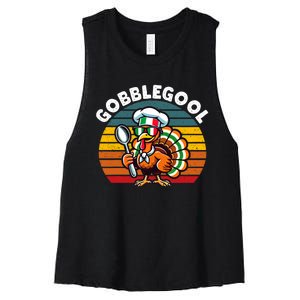 Funny Gobblegool Italian Gobble Turkey Day Fall Thanksgiving Women's Racerback Cropped Tank