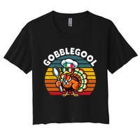 Funny Gobblegool Italian Gobble Turkey Day Fall Thanksgiving Women's Crop Top Tee