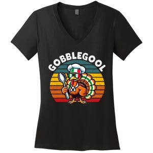 Funny Gobblegool Italian Gobble Turkey Day Fall Thanksgiving Women's V-Neck T-Shirt