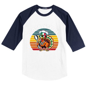 Funny Gobblegool Italian Gobble Turkey Day Fall Thanksgiving Baseball Sleeve Shirt