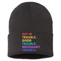 Funny Get In Good Necessary Trouble Sustainable Knit Beanie