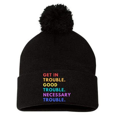 Funny Get In Good Necessary Trouble Pom Pom 12in Knit Beanie