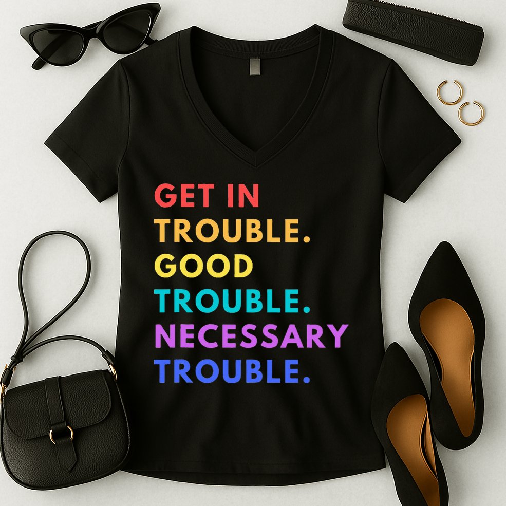 Funny Get In Good Necessary Trouble Women's V-Neck T-Shirt