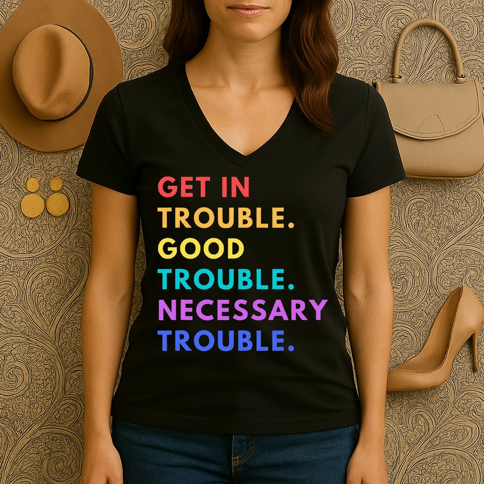 Funny Get In Good Necessary Trouble Women's V-Neck T-Shirt