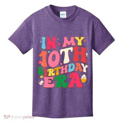 Funny Groovy In My 10th Birthday Era Ten Years Old Birthday Pullover Hoodie Kids T-Shirt