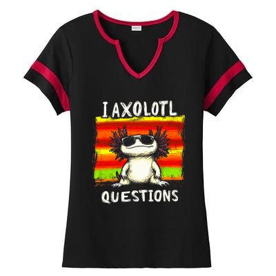 Funny Graphic I Axolotl Questions Ladies Halftime Notch Neck Tee