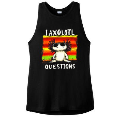 Funny Graphic I Axolotl Questions Ladies PosiCharge Tri-Blend Wicking Tank