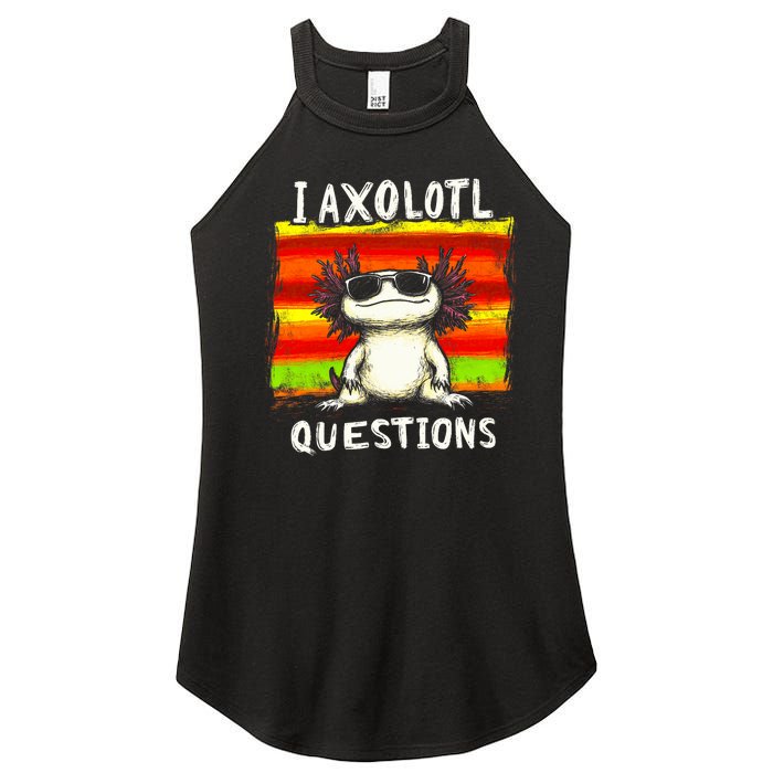 Funny Graphic I Axolotl Questions Women's Perfect Tri Rocker Tank