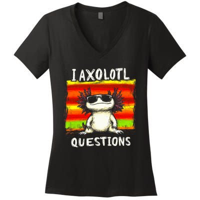 Funny Graphic I Axolotl Questions Women's V-Neck T-Shirt