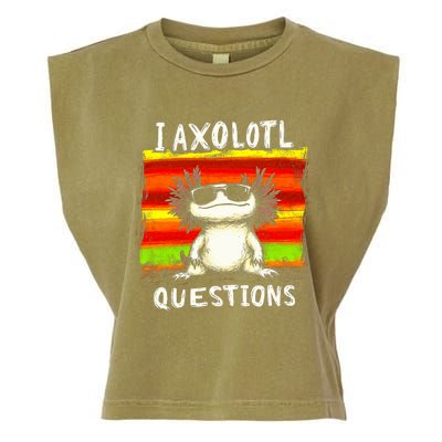 Funny Graphic I Axolotl Questions Garment-Dyed Women's Muscle Tee